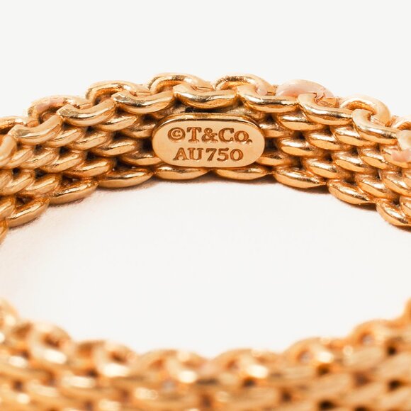 Tiffany Somerset Mesh Ring 18K Yellow Gold Au 750 - Picture 4 of 4